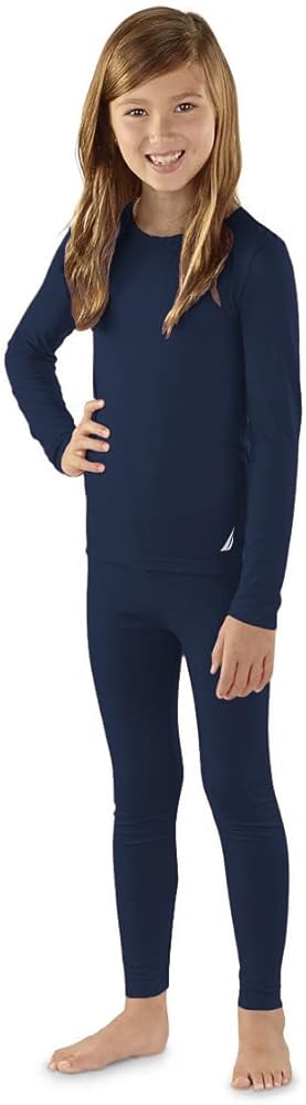 Nautica Girls Base Layer Top & Bottom Long Johns Thermal Underwear Set