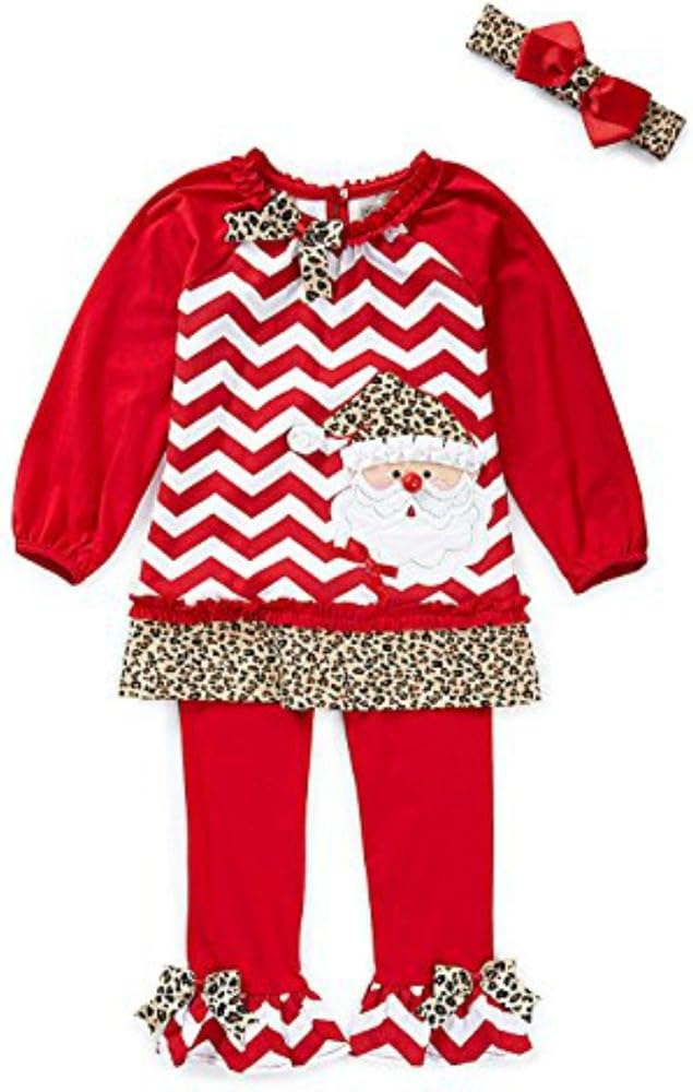 Rare Editions Little Girls' Cheetah Print Santa Legging Set