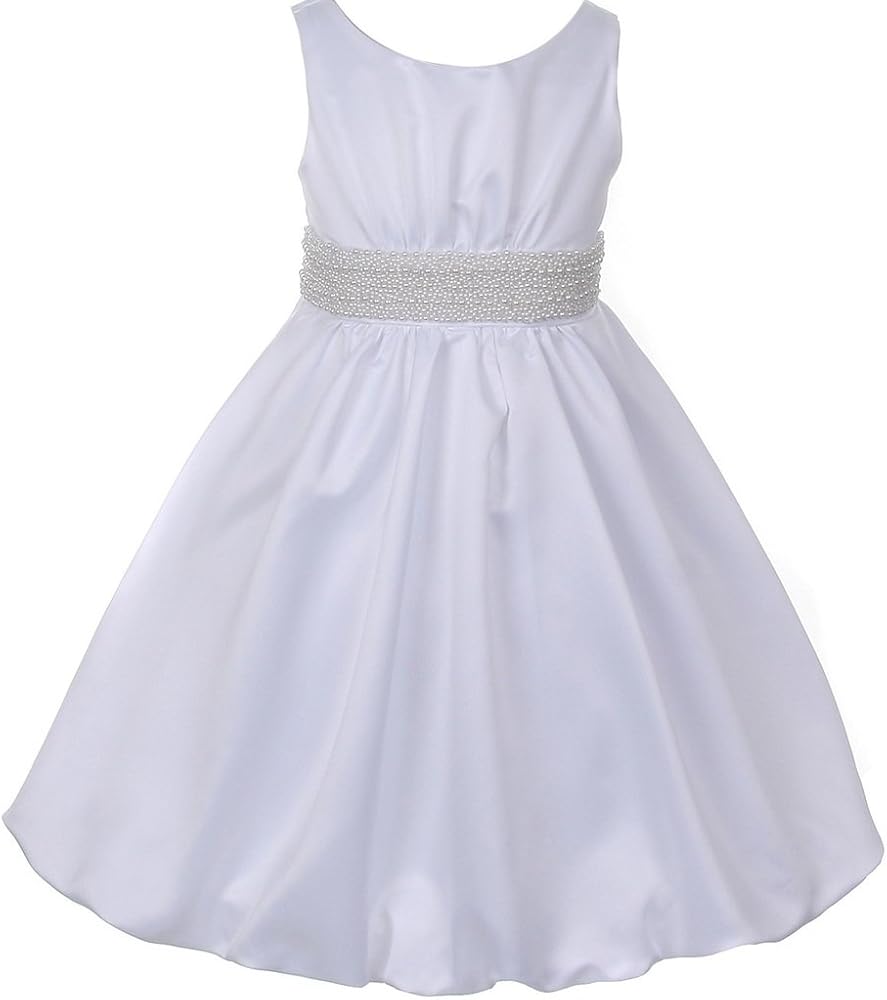 Little Girls Pearl Bubble Pick Up Communion Flowers Girls Dresses