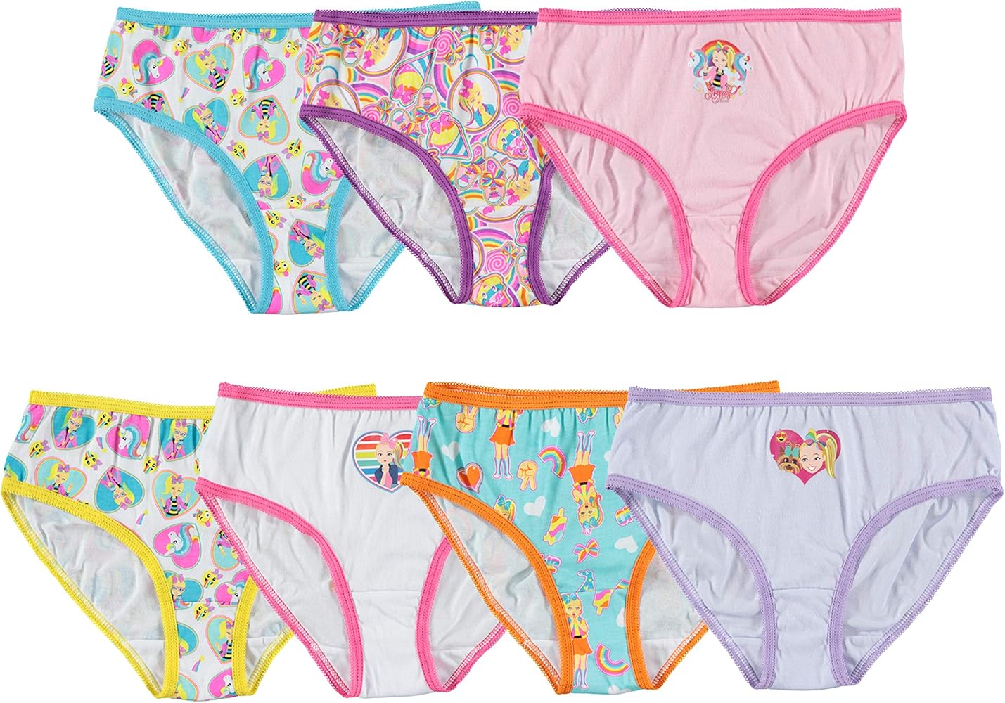 JoJo Siwa Girls Underwear Multipacks available in Sizes 4, 6, 8 and 10, 7-Pack 100% Combed Cotton, 6