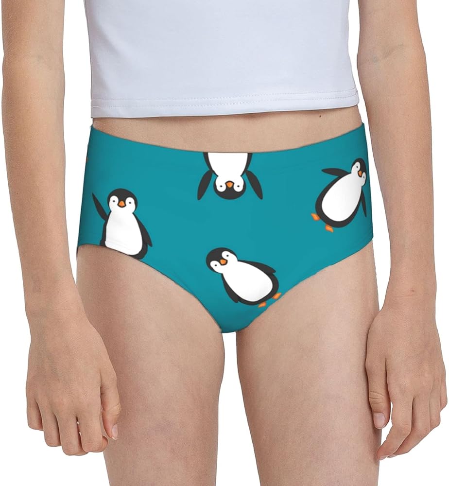 Augenstern Cotton Underwear Funny-Cute-Penguins-Blue Girls'Briefs Soft Underpants