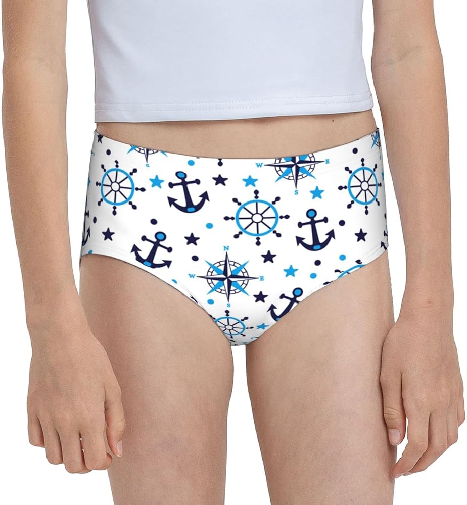 Augenstern Cotton Underwear Blue-Sea-Navy-Anchor Girls'Briefs Soft Underpants