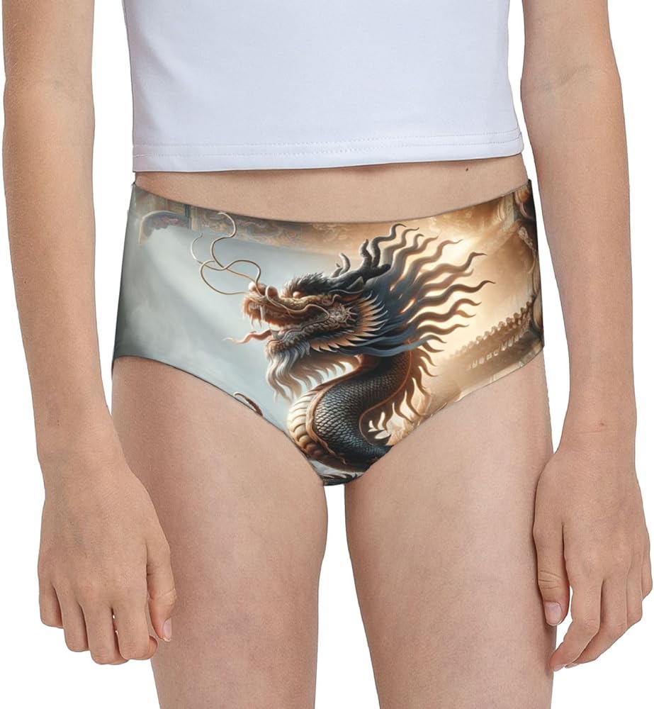 Augenstern Cotton Underwear Powerful-Mystical-Dragon Girls'Briefs Soft Underpants