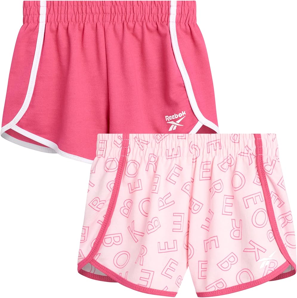 Reebok Girls' Active Shorts - 2 Pack Lightweight Athletic Gym Dolphin Running Shorts (7-12)