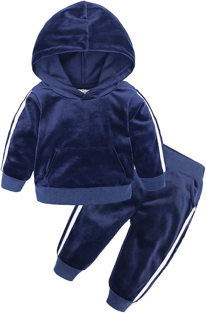 MYGBCPJS 2Pcs Fashion Toddler Baby Girl Velvet Sweatshirt Tops Pant Set Tracksuit