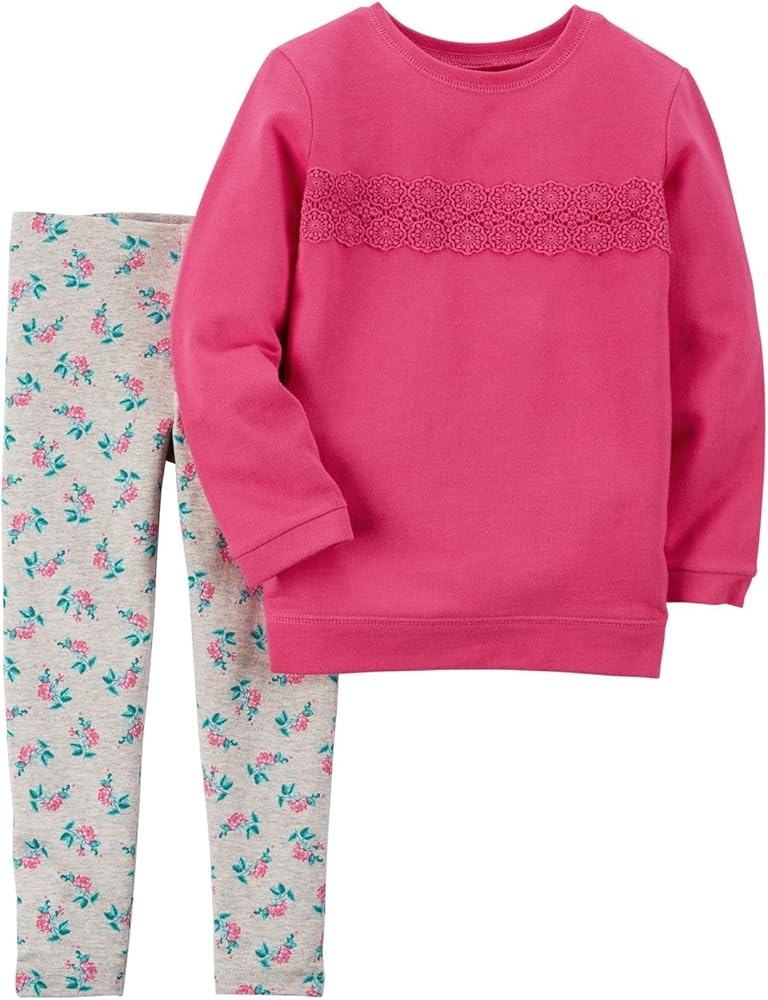 Carter's Girls 2 Pc Playwear Sets, Bright Pink, 2T