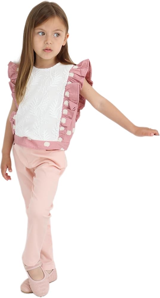 8016 Girl's Blouse + Trousers 2 Pieces girls tops & blouses girls shirts girls flannel shirts girl pants girl clothes