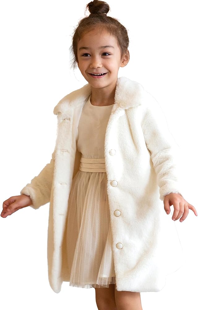 Toddler Faux Fur Coat with Girls Dresses for Christmas,Birthday,Holiday