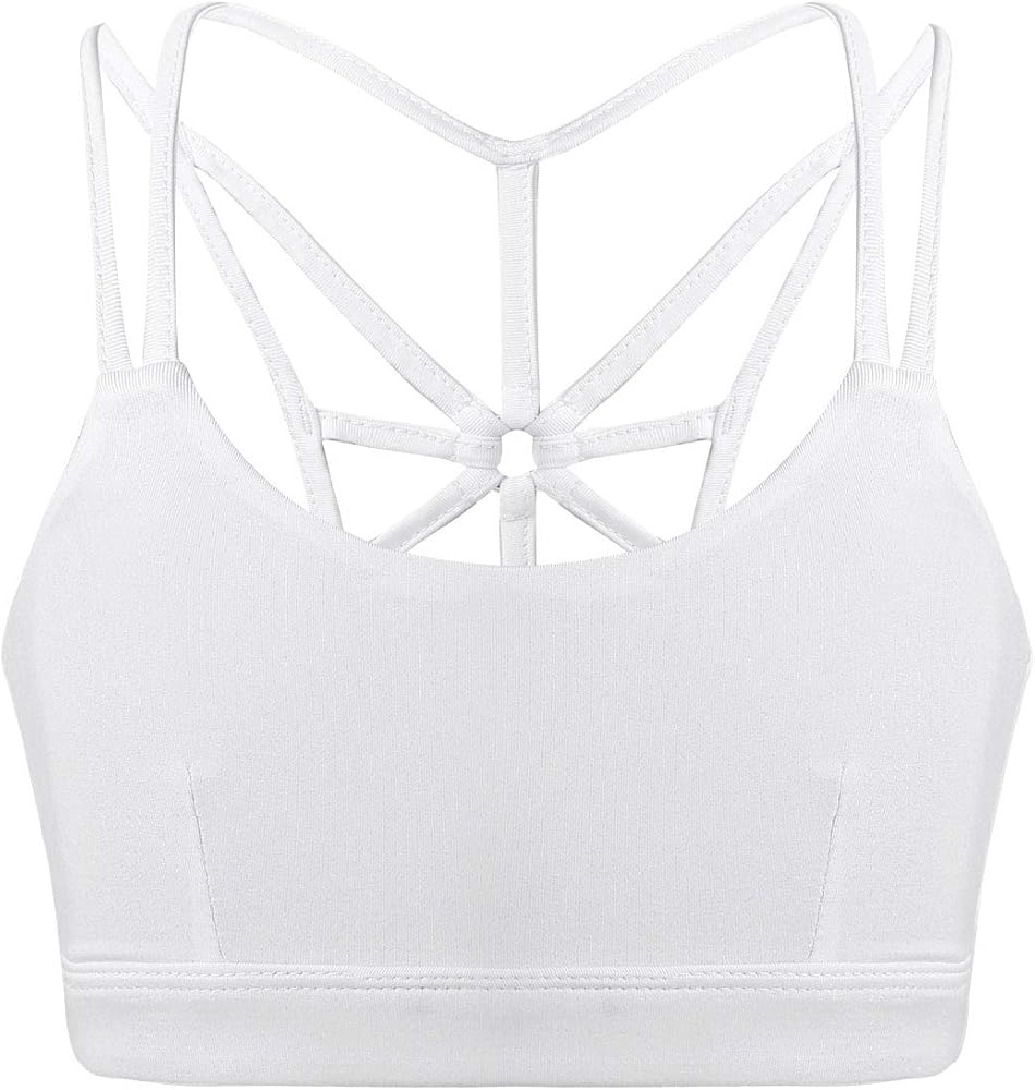 iiniim Kids Girls Stretchy Athletic Cross Back Bra Tanks Tops Crop Top for Sports Yoga Exercise Workout