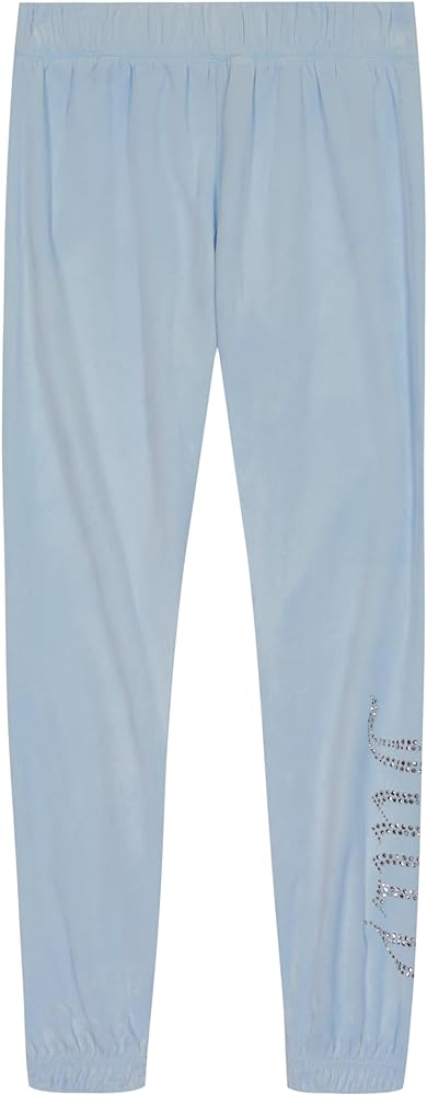 Juicy Couture Girls' Plush Velour Pant and Hoodie Sweatshirt Seperates, Sky Blue, 7