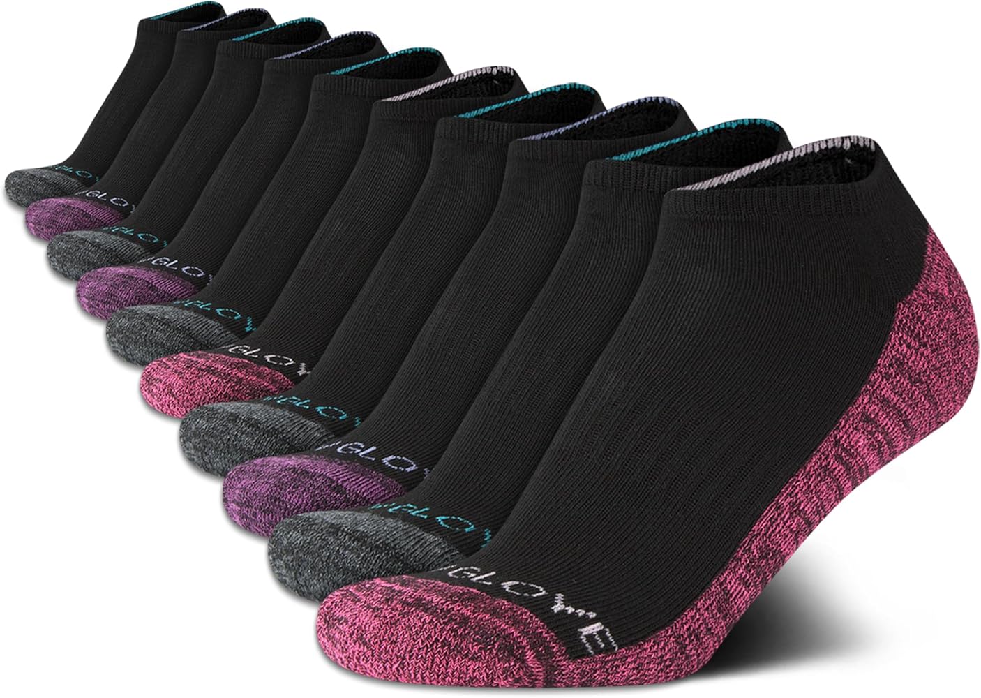 Body Glove Girls' Socks - 10 Pack Performance Cushion Athletic No Show Ankle Socks - Kids Low Cut Running Socks for Girls