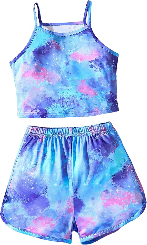 SOLY HUX Girl's Summer Clothes Cami Top and Shorts Tie Dye 2 Piece Going Out Outfits