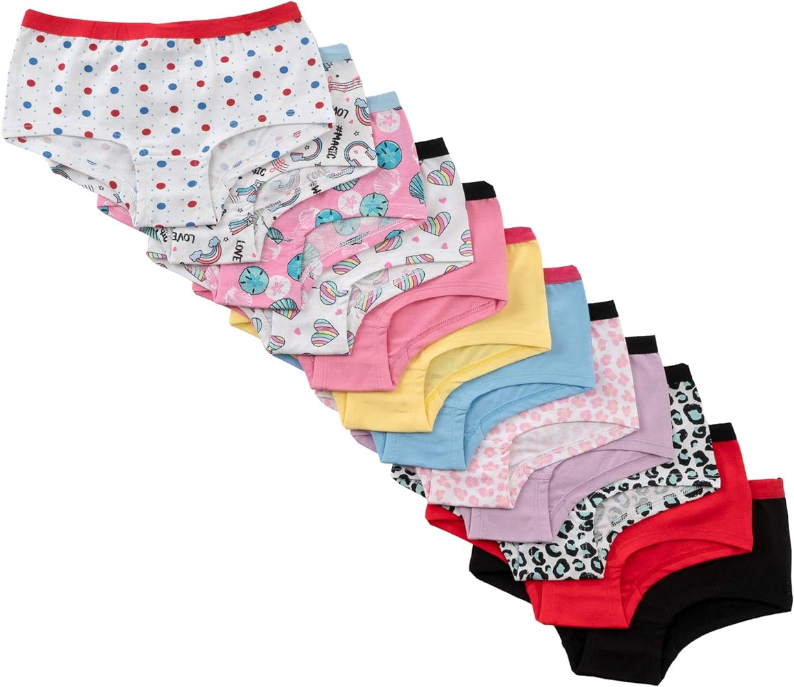 Alyce Intimates Girls Panties, Assorted Solids & Prints Pack of 12