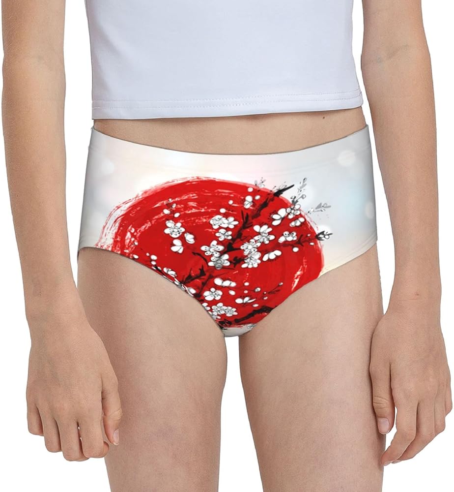 Augenstern Cotton Underwear Flower-Blossom-Red-Sun-Japan Girls'Briefs Soft Underpants