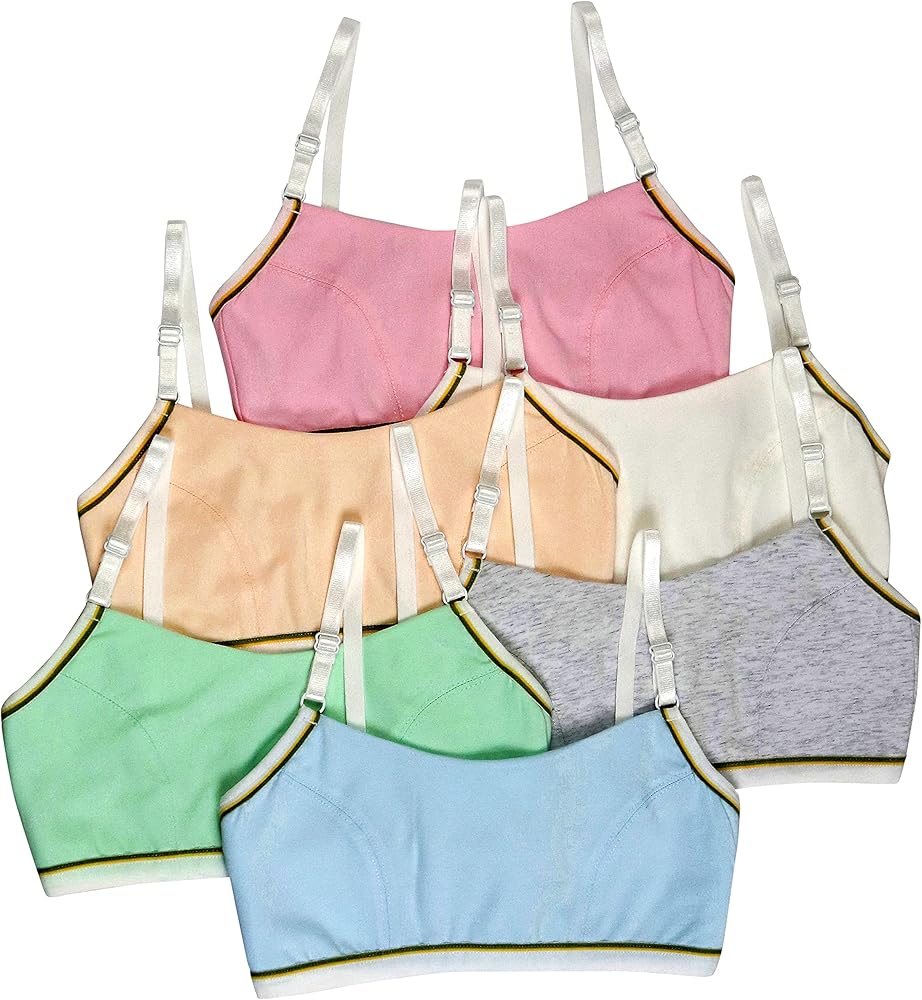 ToBeInStyle Girls' Pack of 6 Cami Style Wire-Free Cotton Training Bra