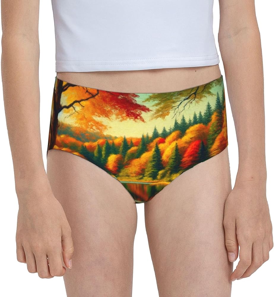 Augenstern Cotton Underwear Forest-Lake-In-Autumn Girls'Briefs Soft Underpants