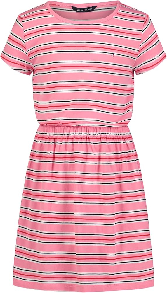 Tommy Hilfiger Girl's Short Sleeve Cotton T-shirt Dress With Fun Prints & Patterns