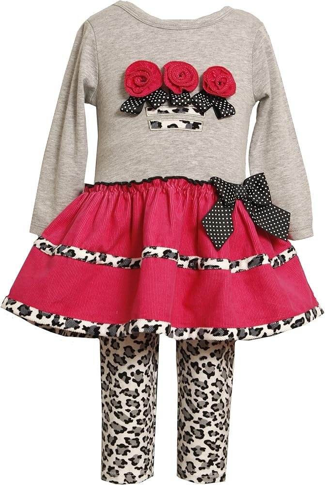 Bonnie Jean Little Girls' Leopard Trims Knit Legging Set