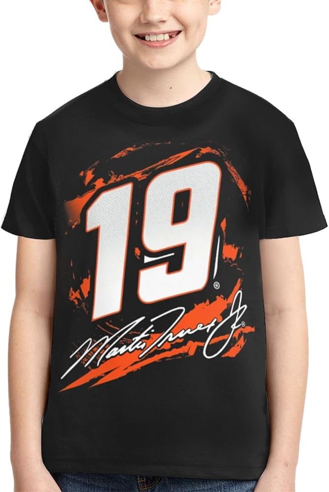 Martin Truex Jr 19 Classic Printing Athletic Crewneck T-Shirt Shirt Short Sleeve Tee Shirts for Teen Girl & Boy