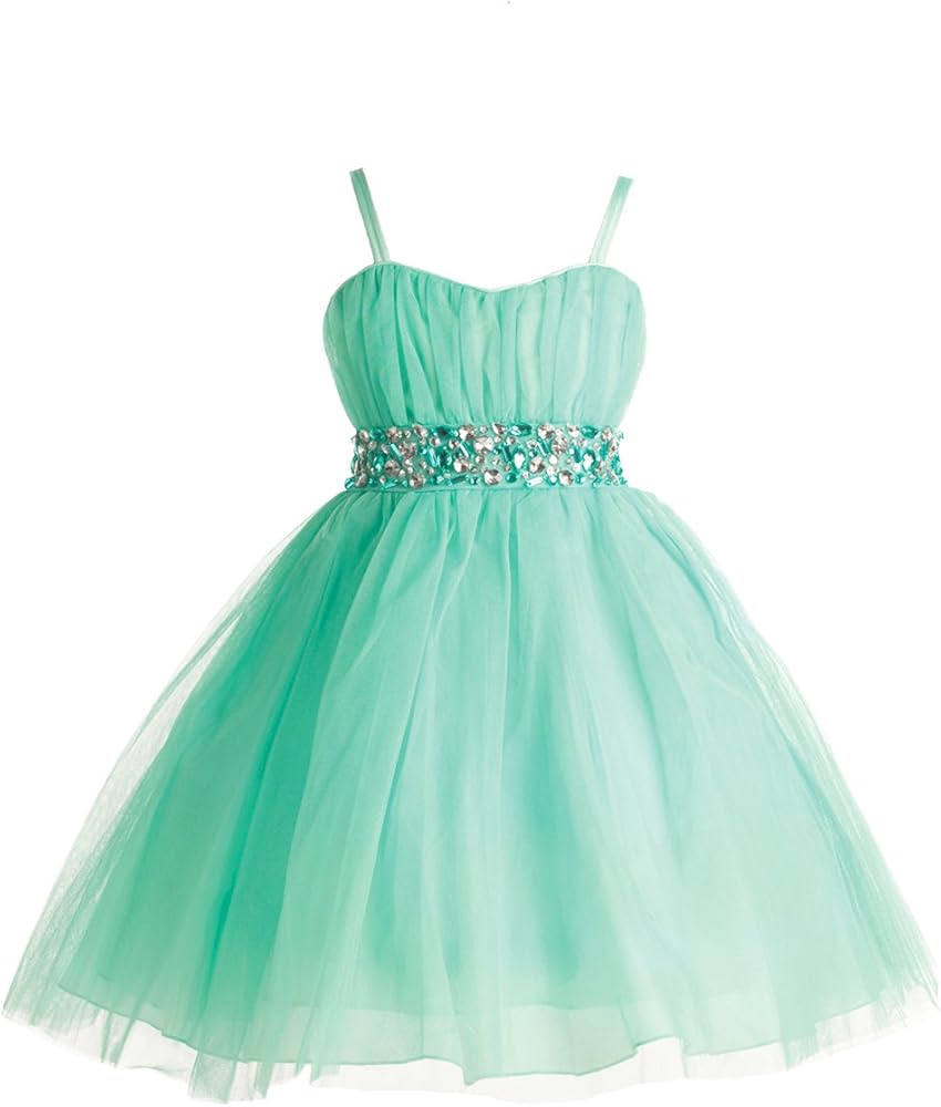 4 Colors - Girls Ruched Tulle Special Occasion Party Dress Sizes 2-20