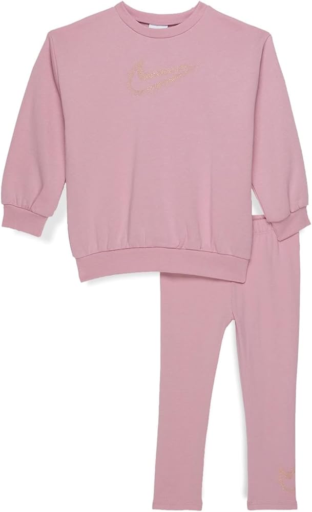 Nike Baby Girl's Fleece Crew & Leggings Set (Toddler) Elemental Pink 4 Toddler