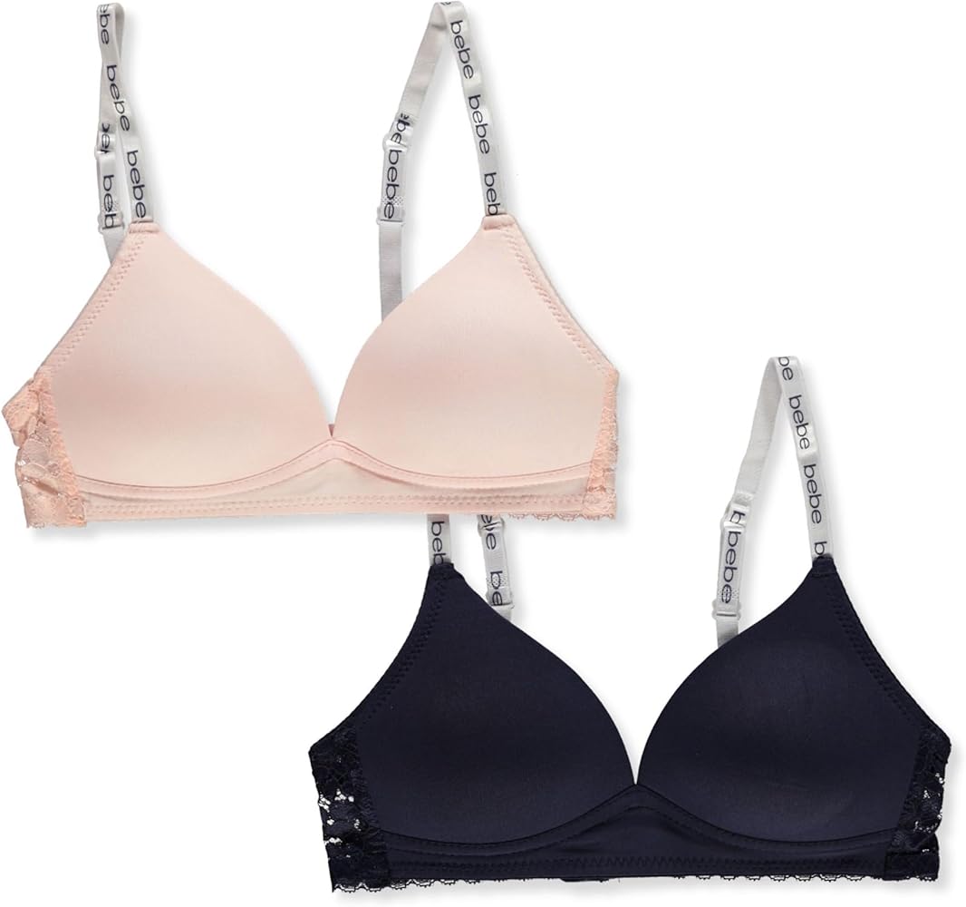 bebe Girls' 2-Pack Logo Strap Bra