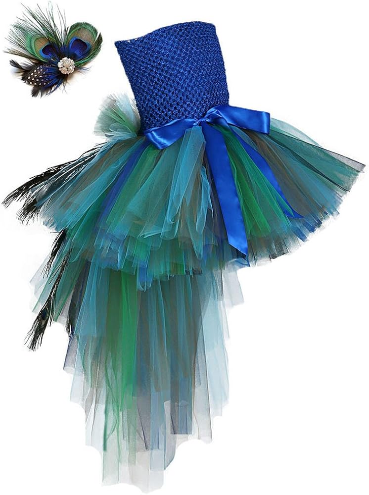 Tutu Dreams Fancy Peacock Feather Girl Pageant Tutu Dress