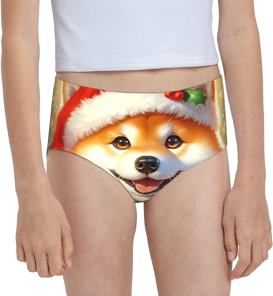 Augenstern Cotton Underwear Shiba-Inu-Dog-Christmas Girls'Briefs Soft Underpants