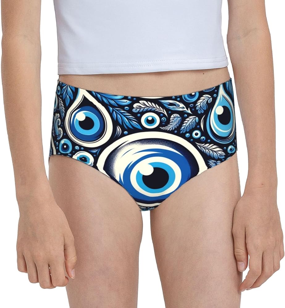 Augenstern Cotton Underwear Blue-Nazar-Amulet Girls'Briefs Soft Underpants