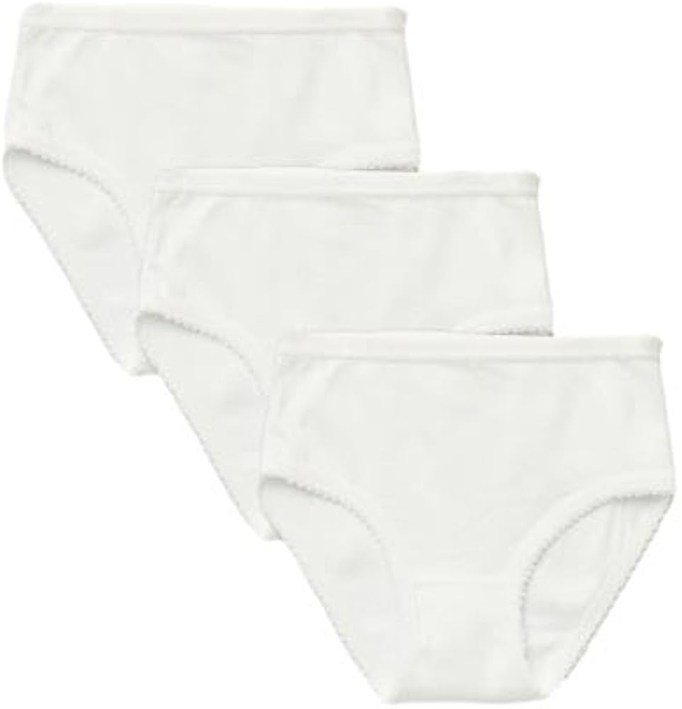 Organic Cotton White Girls Underwear GOTS Certified Kids Briefs 3 Pack