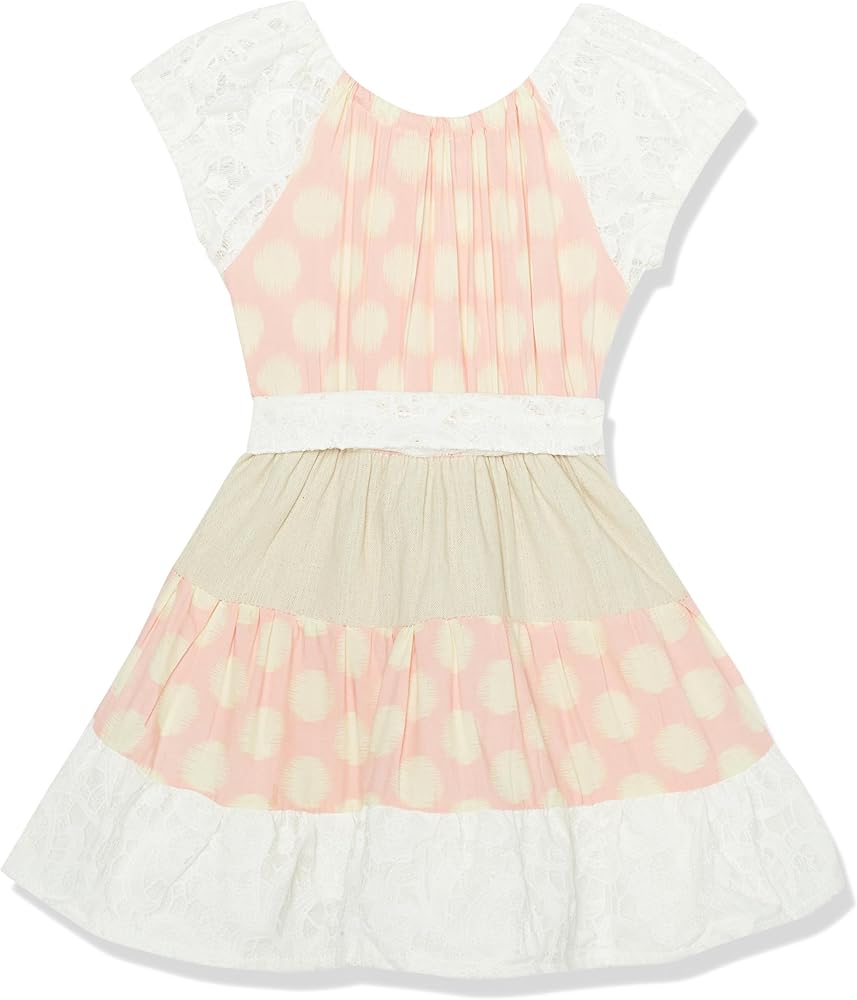 Star Vixen Girls' Lace Trim Patchwork Dress