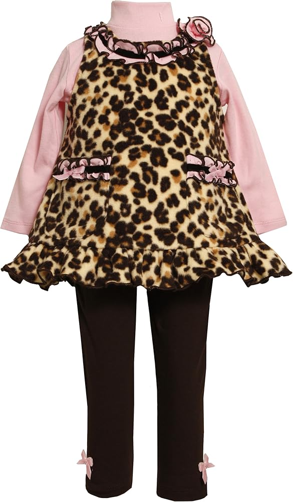 Bonnie Jean Little Girls' Leopard Print Fleece Legging Set