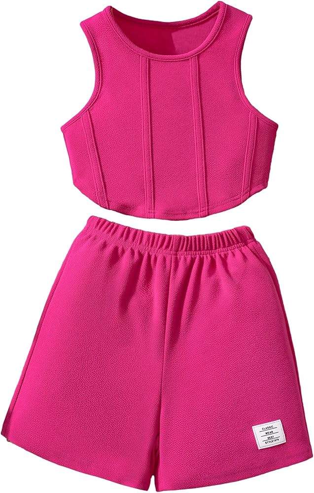 SOLY HUX Girl's 2 Piece Outfits Sleeveless Tank Tops and Shorts Set