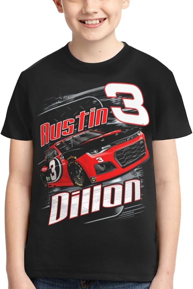 Austin Dillon 3 Classic Printing Athletic Crewneck T-Shirt Shirt Short Sleeve Tee Shirts for Teen Girl & Boy