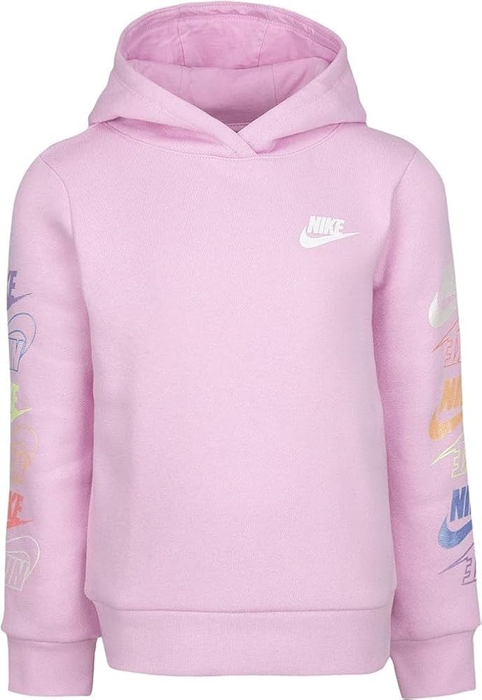 Nike Girls Preschool Futura Stack Hoodie Pink (Size 4, Color Pink)