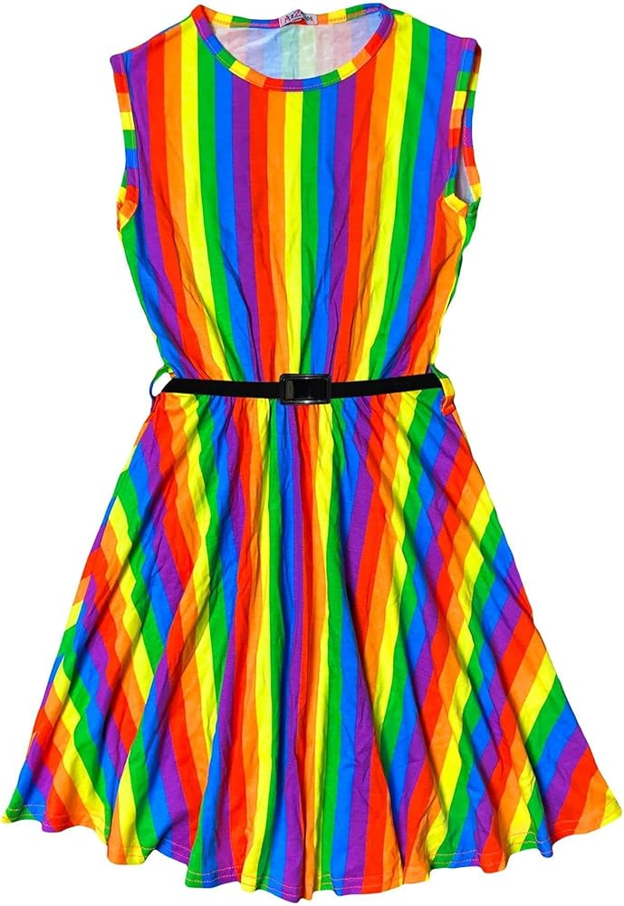 Kids Girls Rainbow Crop Top T Shirt Legging Off Shoulder Skater Dress 5-13 Years