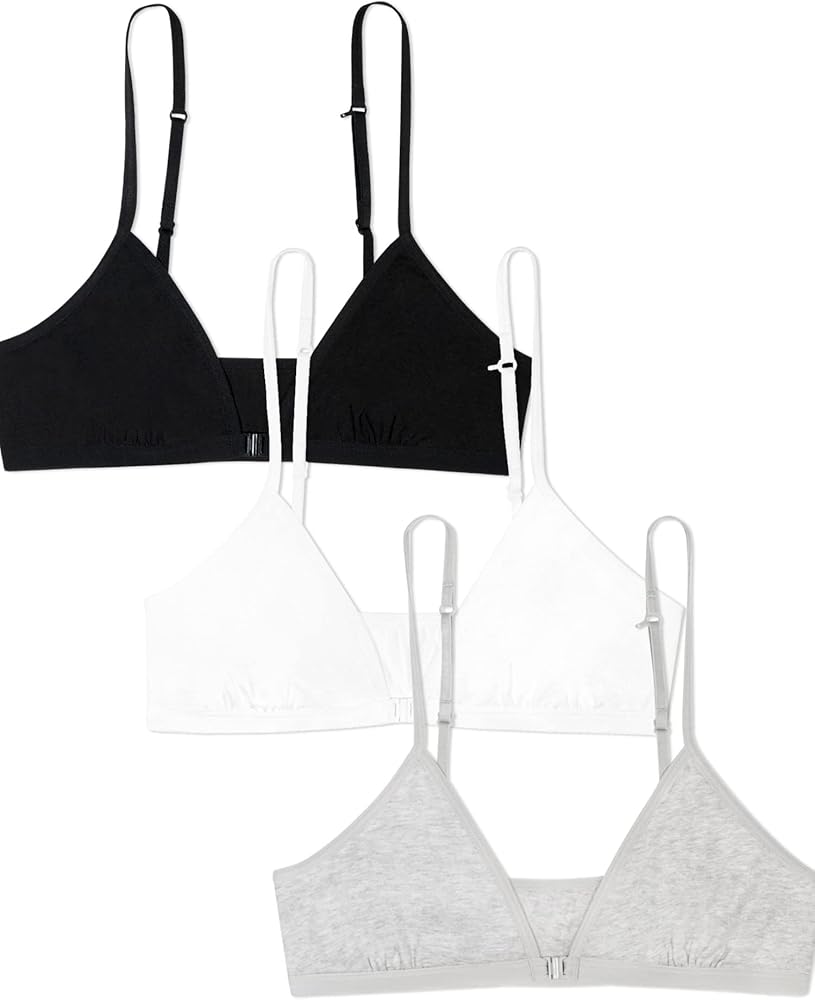 Fruit of the Loom Big Girls' Cotton Convertible Bralette, 3-Pack