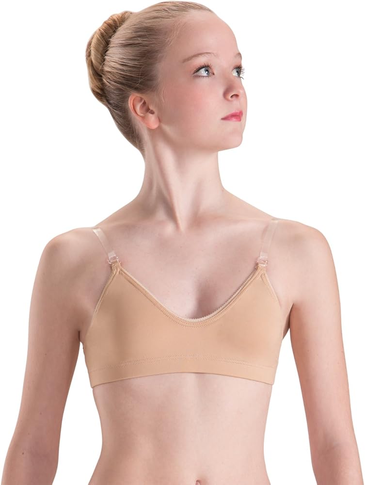 Motionwear Underwear Convertible Clear Strap Bra, Nude, Large Child