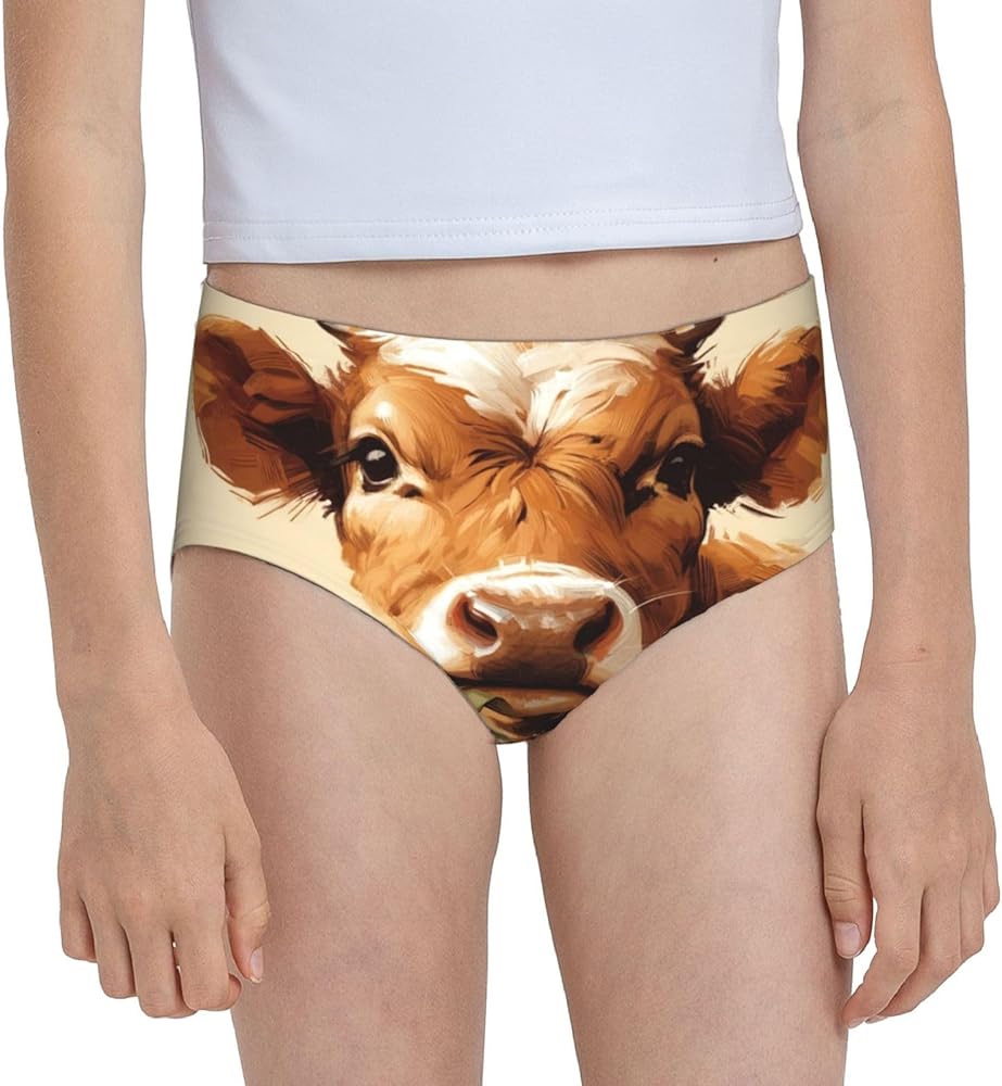 Augenstern Cotton Underwear Funny-Cow-Sunflower Girls'Briefs Soft Underpants