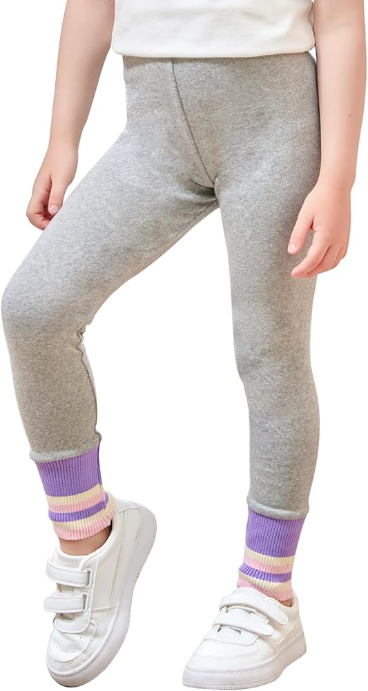 Workout Leggings for Girls, Colorful Cuff Sweat Scrub Track Jogger Pants, Girls Athletic Cotton Leggings