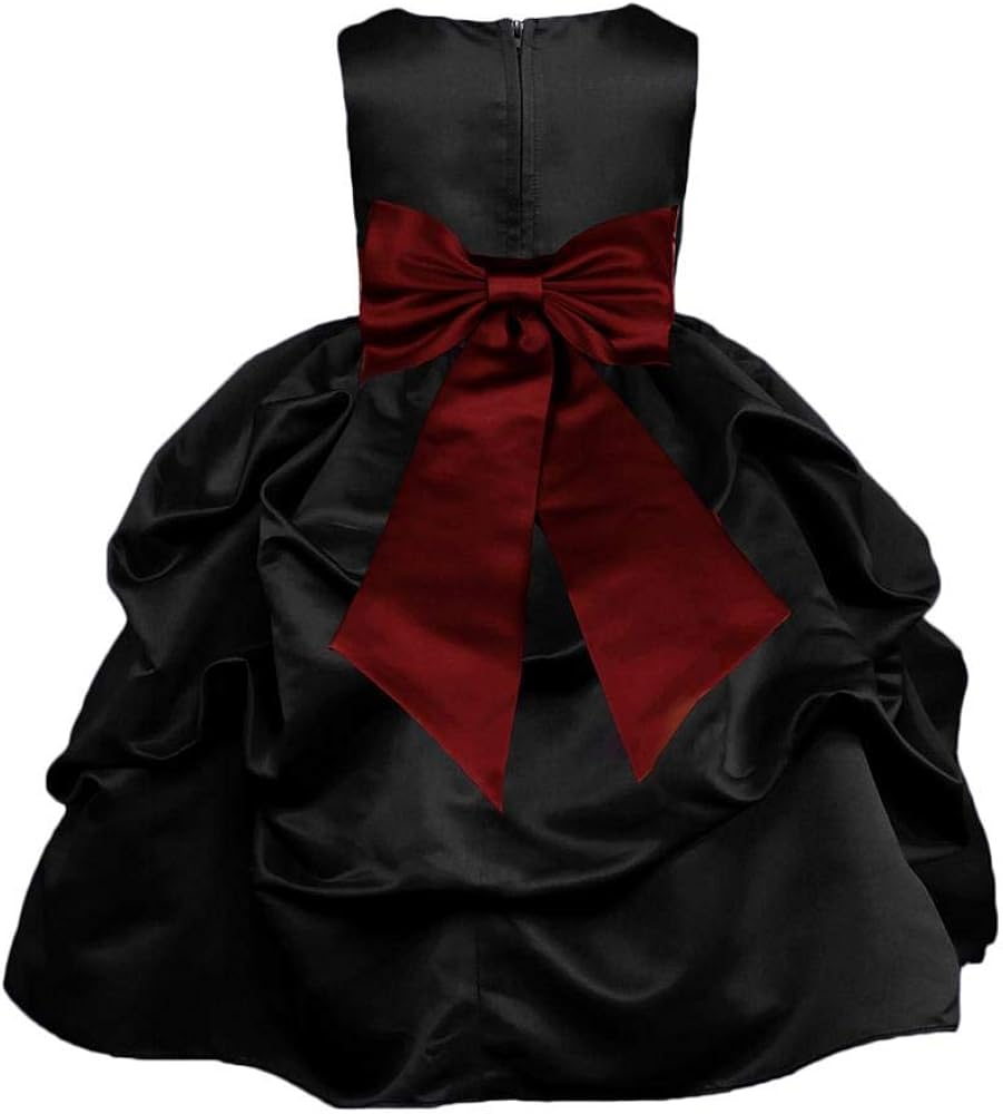 Pink Promise Black Wedding Flower Girl Special Occasion Pick Up Formal Dress with Bow