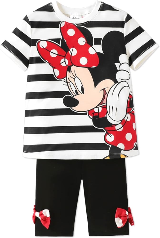 Disney Mickey and Friends Toddler Kids Girls Summer Outfits Shortsleeve Tee Shirt and Shorts Set