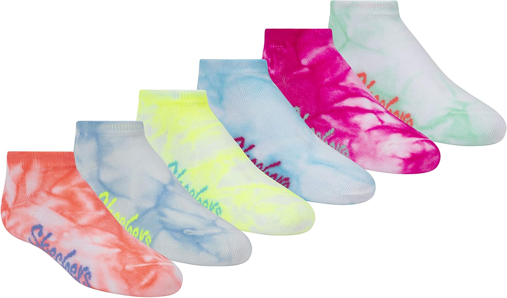 Skechers Girls' Big 6 Pack Low Cut Socks + 3 Pack Hair Ties