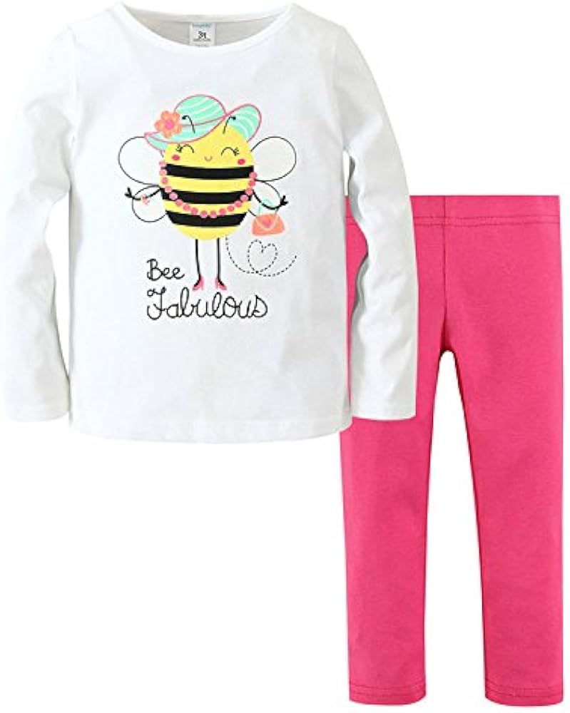 boumini baby girl and toddler bee fabulous tee and legging spring set