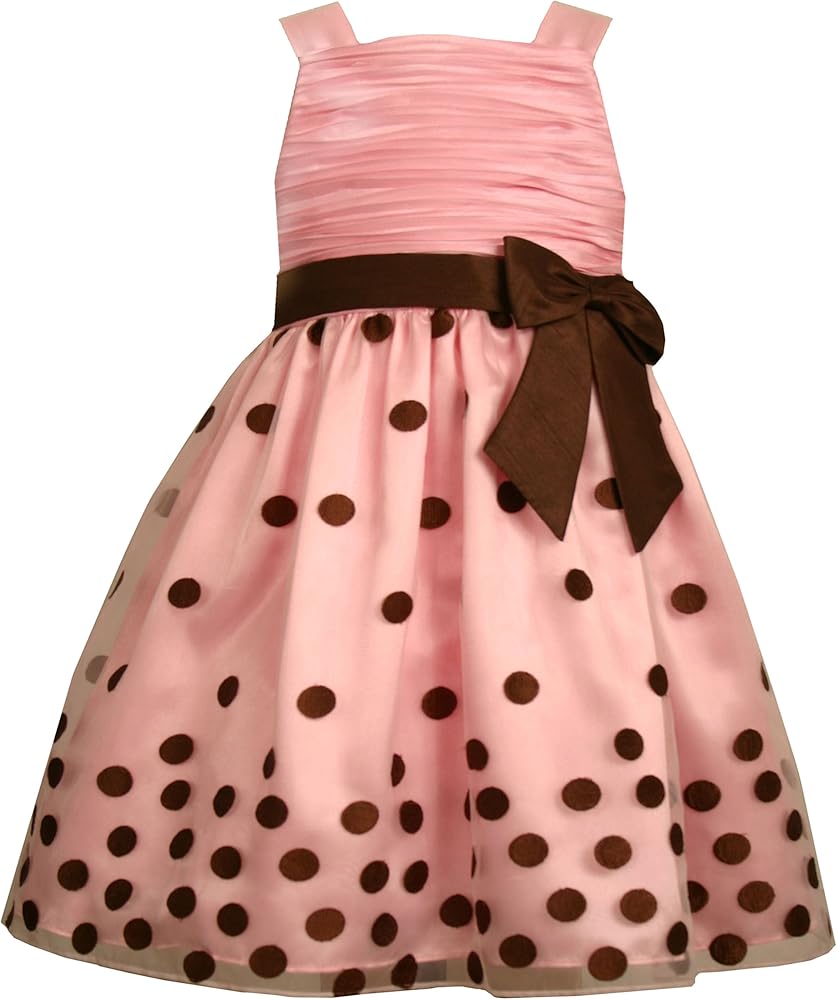 Bonnie Jean Little Girls' Sleeveless Social Dress With Embroidered Dots On Skirt