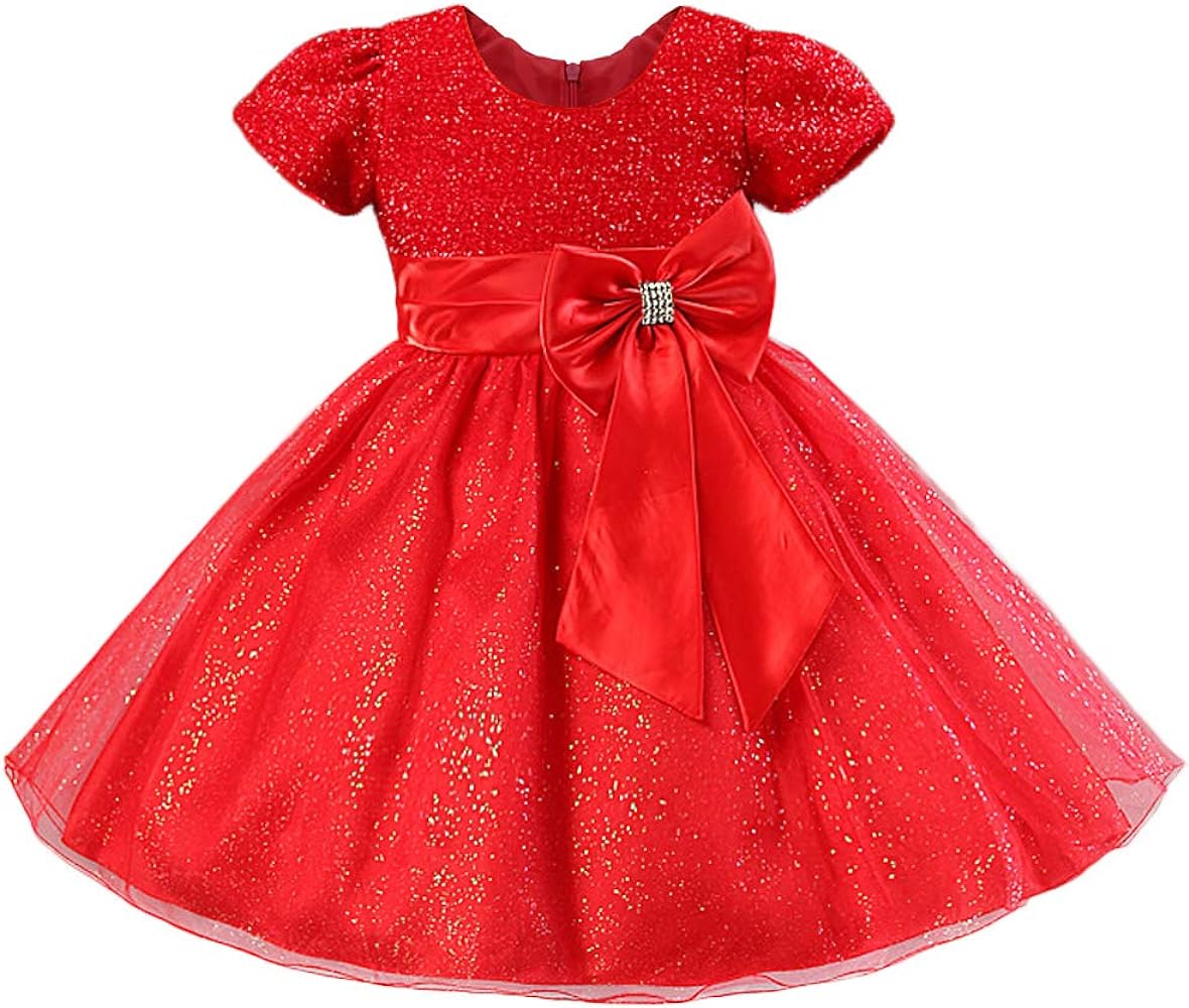 Toddler Girls Christmas Party Dress Bow Elegant Brilliant Tulle Lace Bridesmaid Wedding Birthday Dress 2-8 Years