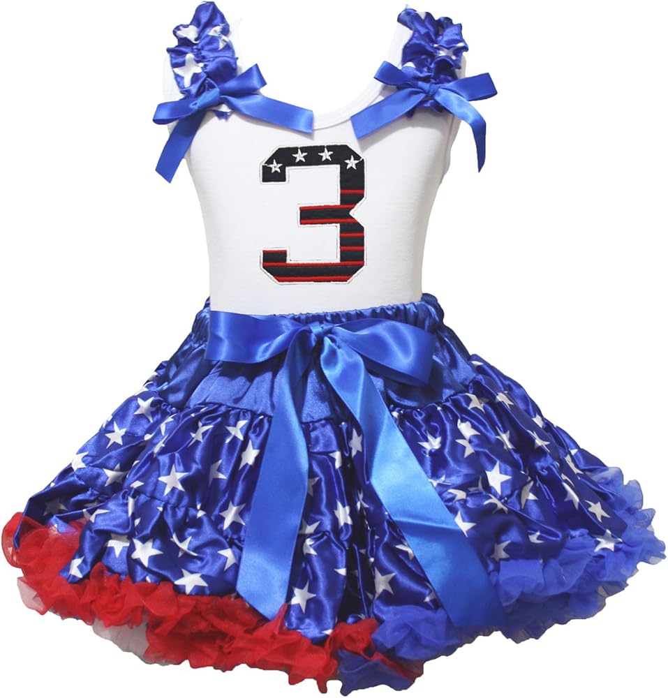 Petitebella 4th of July Dress Stars Striped 3rd Shirt Stars Blue Skirt Girl Outfit 1-8y