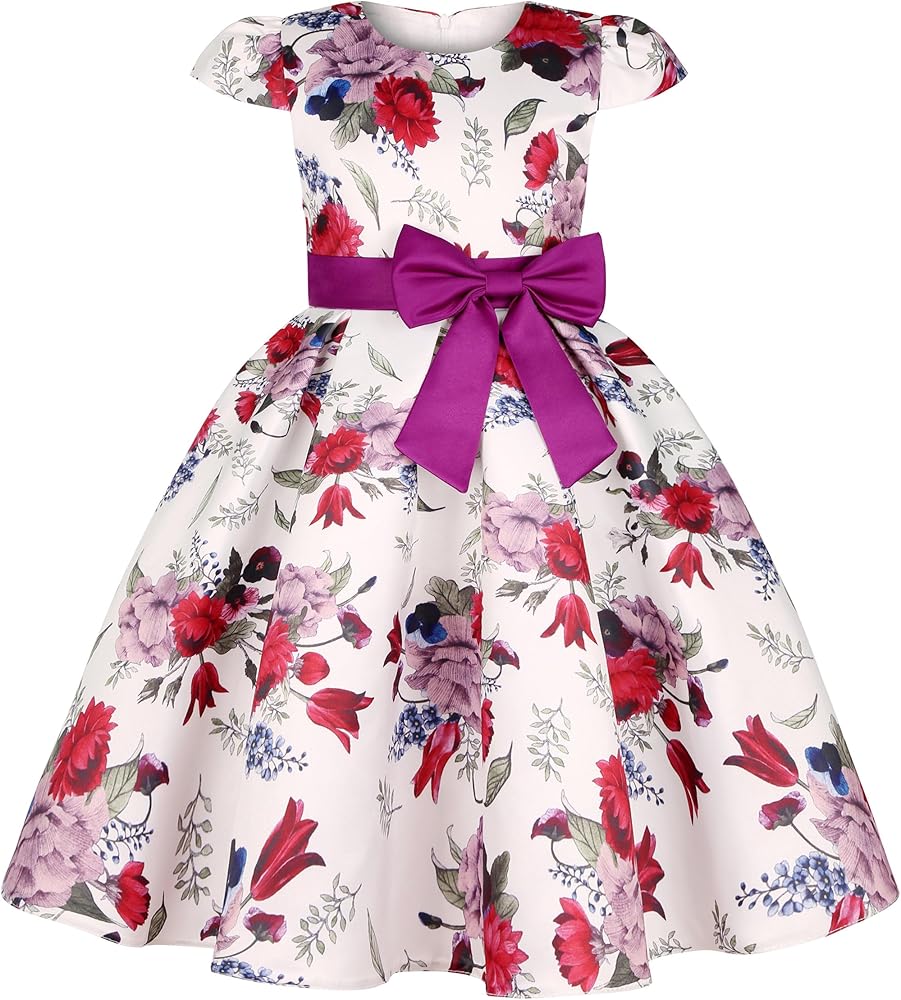 WZSYGDTC 2-9Y Flower Girls Party Dresses Kid Floral Print Special Occasion Dress