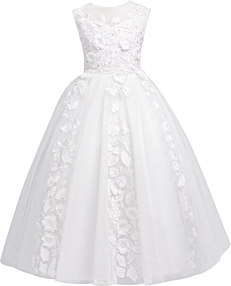 Tulle Flower Girl Dresses for Wedding First Communion Dress Girls Lace Bridesmaid Dress Pageant Party Ball Gown