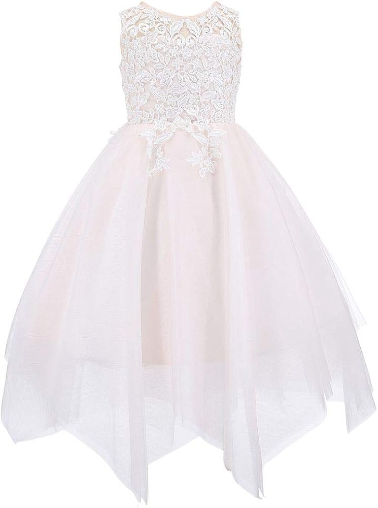 Bow Dream Tulle Tutu Lace Party Flower Girl Dress Wedding Junior Bridesmaid Dress